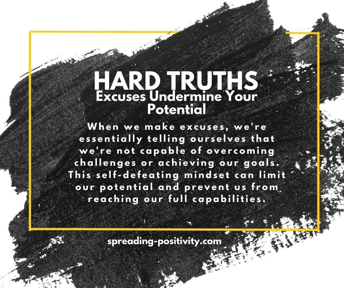 Let's silence the voice of self-doubt and rise above the excuses! You are capable, you are resilient, and you are more than ready to conquer your challenges and achieve your goals. 💪🌟

#HardTruths #NoMoreExcuses #SelfBelief #RiseAbove #AchieveYourGoals #OvercomeChallenges