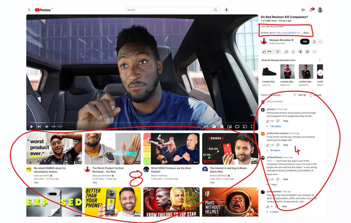Amazing, @YouTube continues to push the 'people don't matter' design... comment visibility area further reduced, description area is now smaller... and if you scroll thro comments... for every 8 comments you see, you also see 16 suggested videos... the comments window has gone