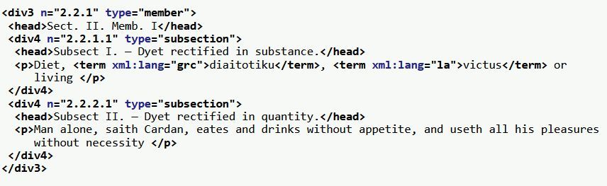 TEIconsortium's tweet photo. #TEI #ElementoftheWeek: <div4> (level-4 text division) contains a fourth-level subdivision of the front, body, or back of a text. - https://t.co/MixBIzjFZW https://t.co/Ka6bJXepKD