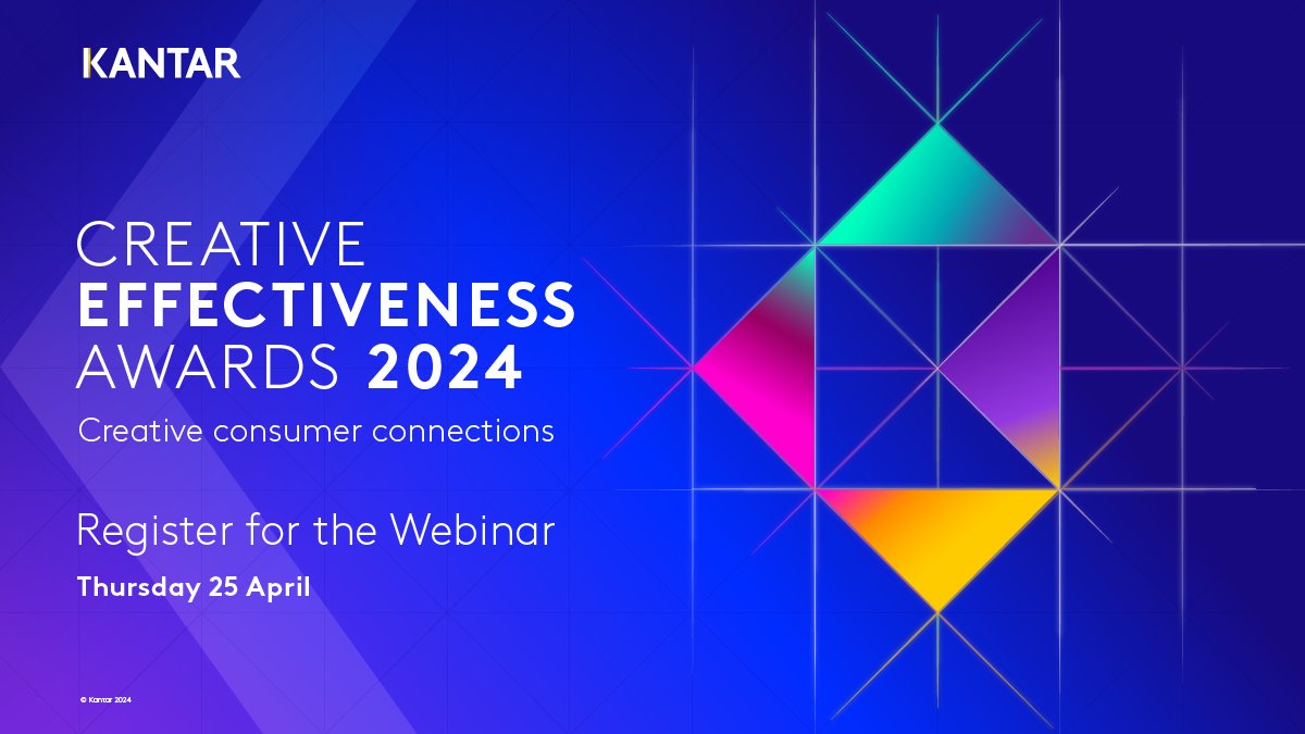 Don’t miss Kantar’s Creative Effectiveness Awards winners reveal on 25 April. Do you want to know who are the best digital/social, TV and print/outdoor ads of 2023? Register for the launch webinar now: ow.ly/Rkfh50R539W #KantarCEA #Advertising #CreativeEffectiveness
