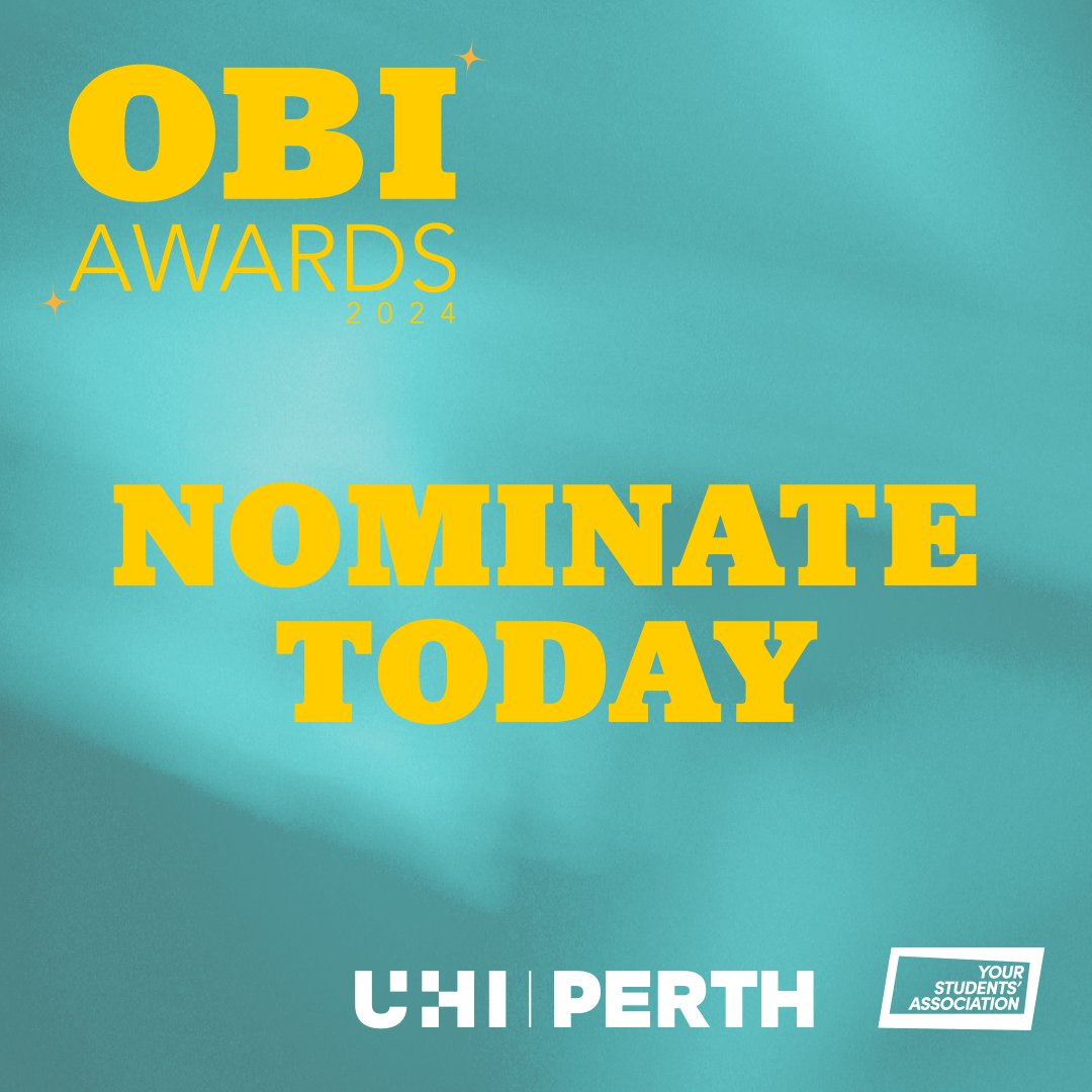 Are you a student or staff member of @UHIPerth_ ? OBI Awards are now open for nominations!! 🏆 

For more Information visit hisa.uhi.ac.uk/news/article/6… Nominations close 26th April! 
#ThinkUHI #OBIAwardsPerth #YourStudentsAssociation