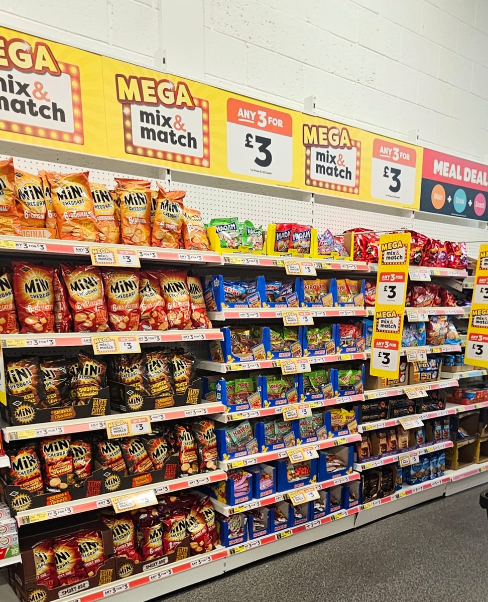 Don't miss out on @poundland's Mega Mix & Match deal! 🤩 Get any 3 for just £3 today on some of your favourite snacks! 😋 #Poundland #MixAndMatch #3For3