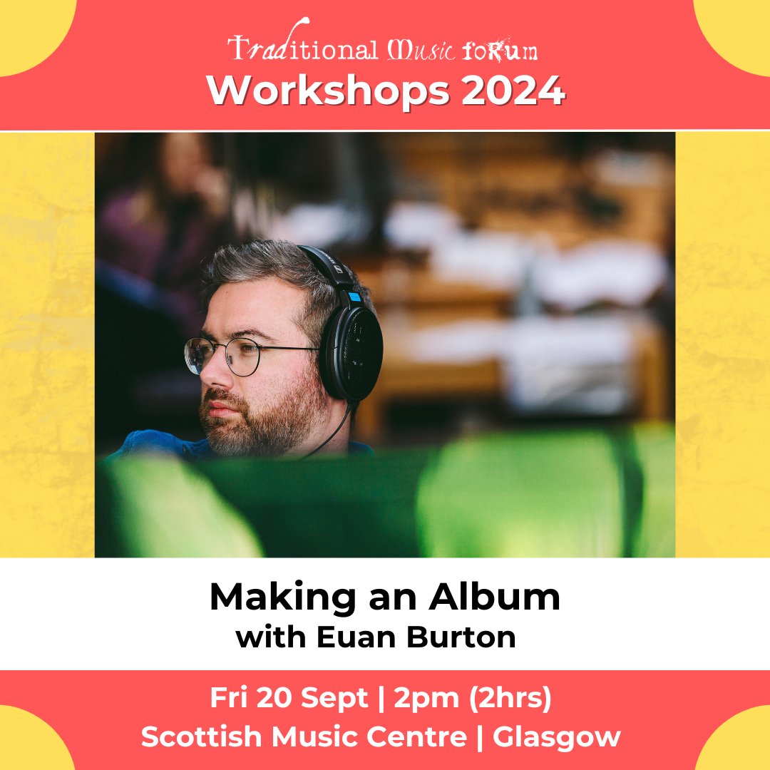 💛 Join award-winning producer @euanburton for this invaluable workshop on making an album. From planning and pre-production, to strategically booking musicians and studios, learn about the whole album-making process. 🗓️ Fri 20 Sept | 2pm | @scottishmusic bit.ly/TMFWorkshops24