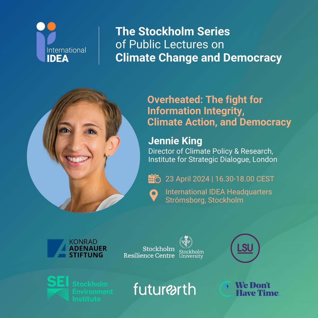 🌍 In a pivotal year for global democracy, we face a rapidly closing window to enact science-based #ClimateAction. Join @jkingy to discuss how democracies can combat disinformation, deepen trust and urgently address the climate crisis. Secure your spot 👇