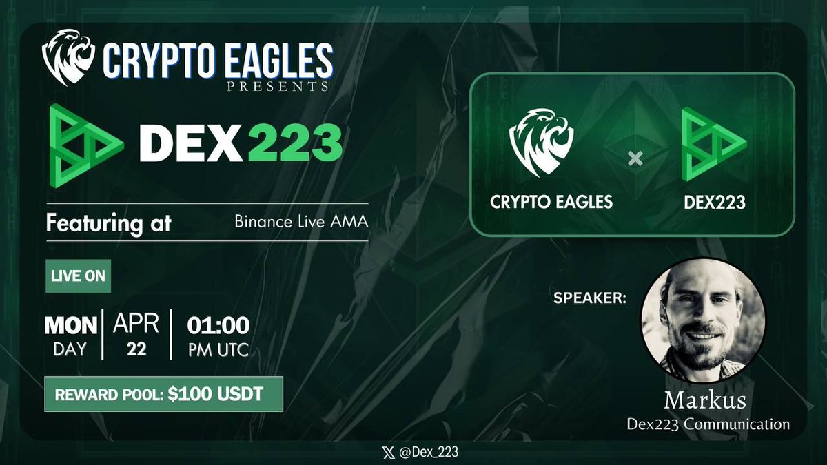 We are pleased to Announce our Next Binance Live AMA on April 22, 2024 at 1 PM UTC. @CryptoProject6 x @Dex_223 Reward:- $100 Venue: binance.com/en/live/video?… Requirements: Follow :- ✅@CryptoProject6 ✅ @Dex_223 Like, RT, Tag your 3 Friends.
