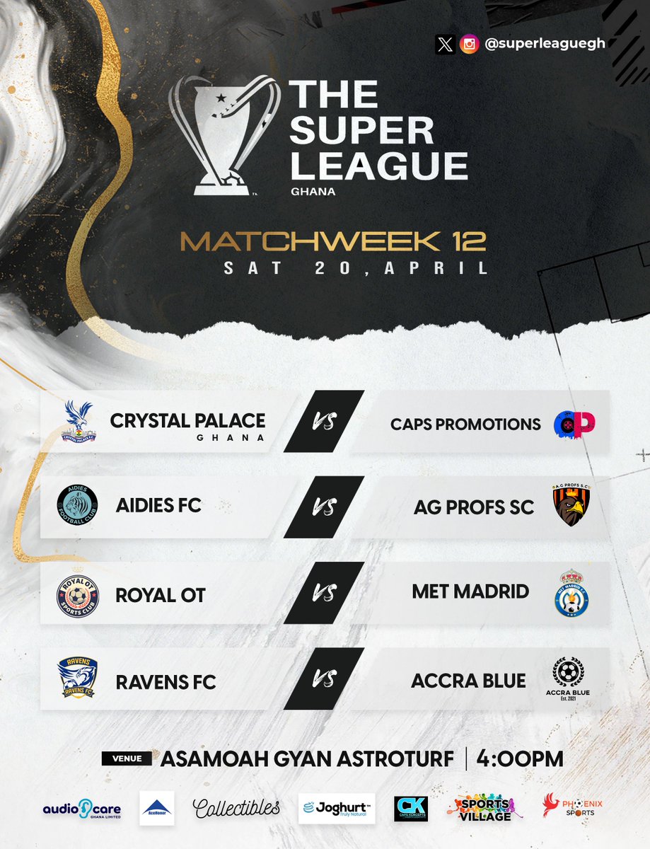 #TheSuperLeagueGh resumes with MatchWeek 12 this Saturday at Accra Academy!