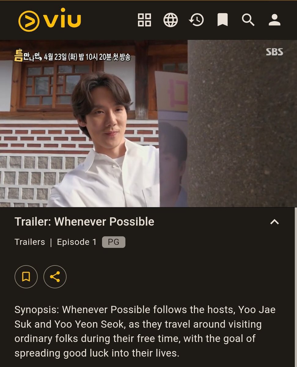 20240417 📺 #WheneverPossible with will be available on VIU 🥳

#WheneverPossible follows the hosts, #YooJaeSuk and #YooYeonSeok, as they travel around visiting ordinary folks during their free time, with the goal of spreading good luck into their lives.

viu.com/ott/sg/en/vod/…