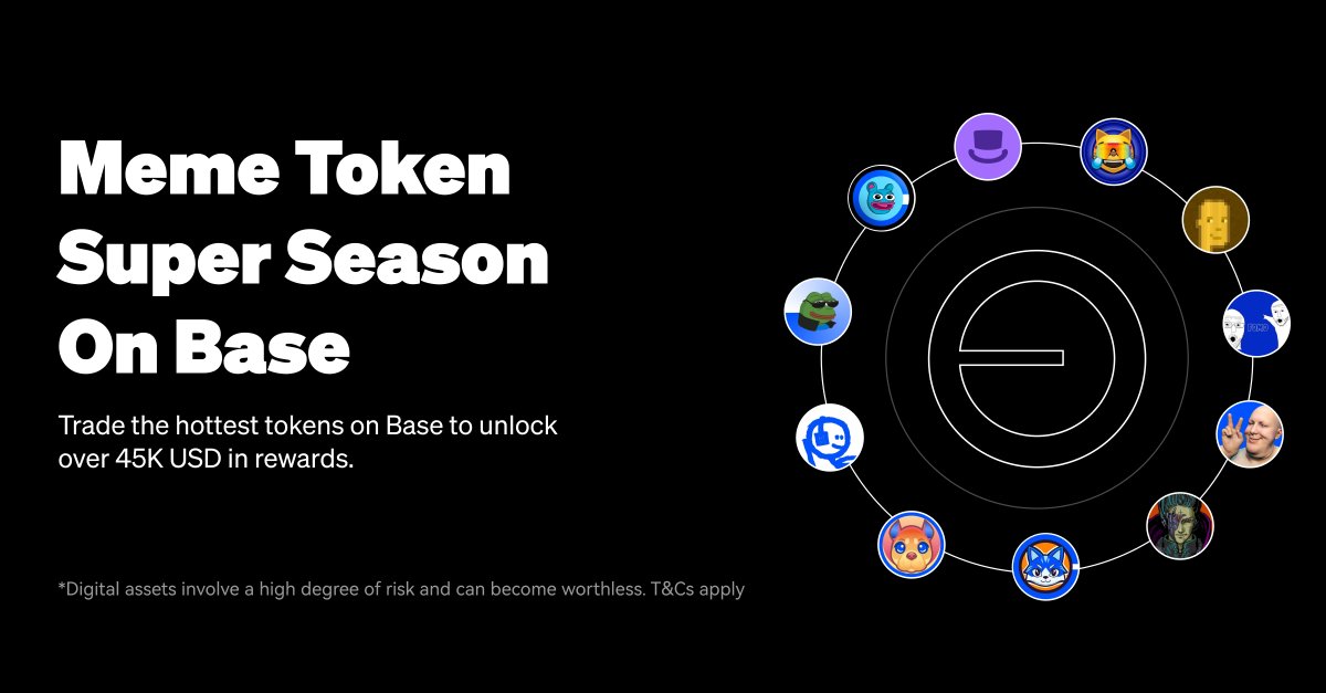 Are you a meme coin-noisseur on @base? 🍷 🎉 Time to get your communities onboard our DEX because our Base Token Super Season is here! 🔁 Trade on our DEX and unlock over 45k USD in rewards 🔽 bit.ly/3vTPeV6 🧵 See the full list of eligible tokens 👇