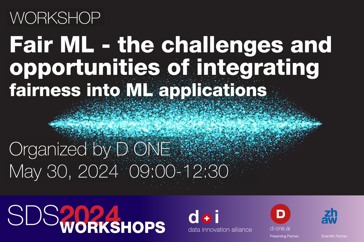 DataInnoCH's tweet photo. Curious about addressing bias in Machine Learning? Join us on May 30 at the #SDS2024 for a crucial workshop organized by D ONE @DataDrivenValue. Secure your spot: https://t.co/xKcXtvyBXP Check out the full program: https://t.co/f1NUkrFfIh
#FairML #MachineLearning https://t.co/FV2Pjxhaoc