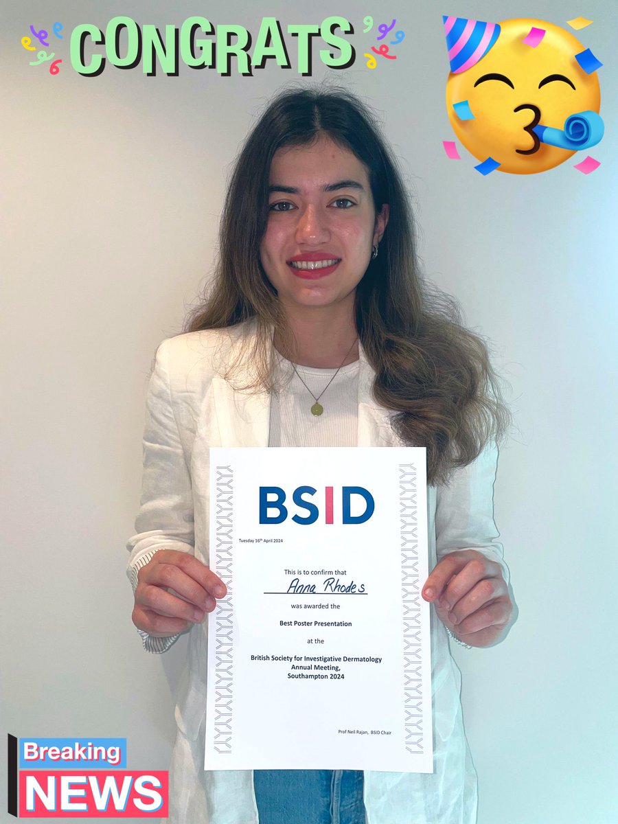 While I have bronchitis and couldn’t attend the #BSID2024, I couldn’t be more proud of my group for representing the Higgins lab in my absence. Special mention to <a href="/arhodes2000/">Anna Rhodes</a> who received the best poster prize for her PhD work #sensoryneurons #hairfollicle #serotonin <a href="/HashemiLab/">Parry</a>