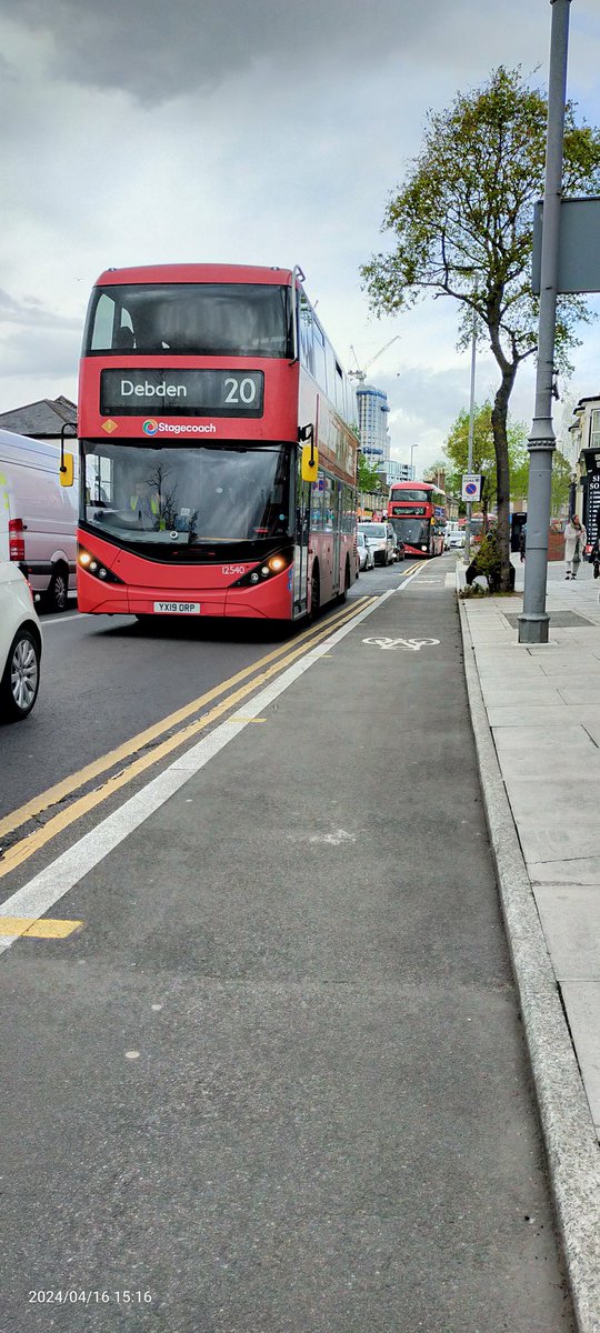 Wrong type of priority. Buses stuck Hoe Street Walthamstow. Bus lanes would get buses moving, assist emergency vehicles, cyclists and reduce pollution by offering an alternative to the car.