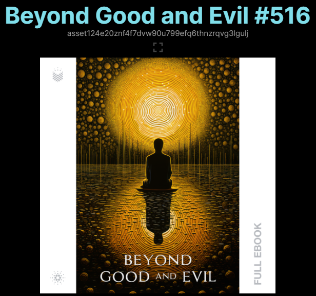 Shawski5's tweet photo. Today I am feeling thankful. So I wanted to use the time to give away a book, Beyond Good and Evil.          

To enter: Like, Follow @book_io, &amp; Repost.    

#OwnYourBooks $BOOK #Cardano #KnowledgeIsPower 

Winner will be announced during  https://t.co/GfjvDu0tpT https://t.co/taIF7v2Eew