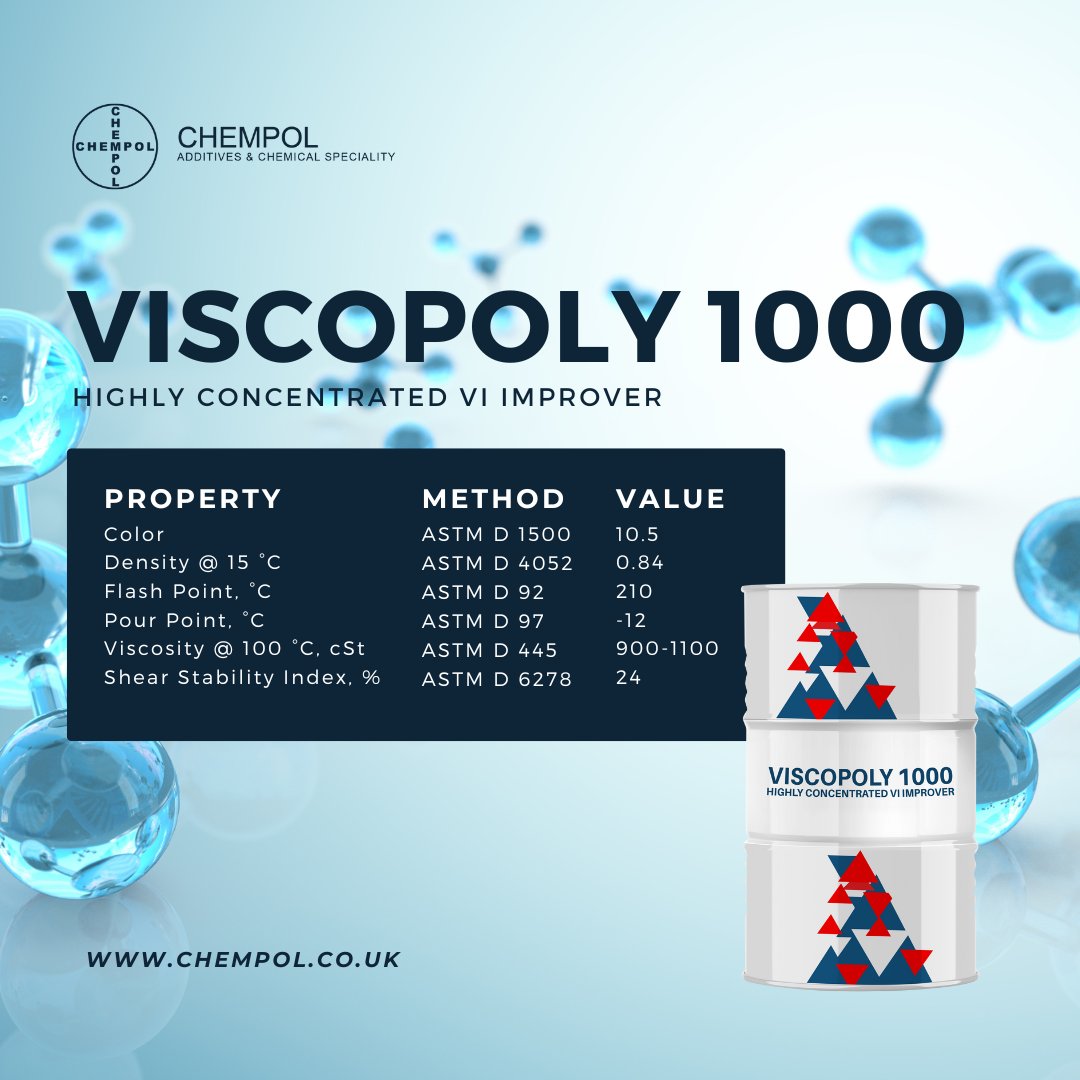chempoluk's tweet photo. Are you tired of the multi-additive juggling act? #VISCOPOLY 1000 streamlines your process. This potent VI improver is the key to:

Achieving tough stay-in-grade specs, including Euro IV+
Formulating low/mid SAP engine oils
Wide treat level ranges for ultimate flexibility https://t.co/JTH8sgL4Ns