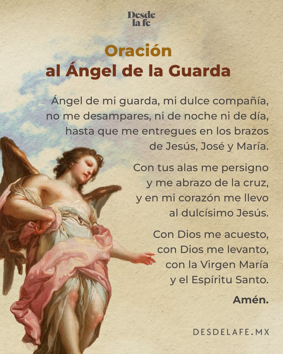 #FelizMiercoles Antes de salir de casa encomiéndate a tu Ángel de la Guarda. 🙏 Recuerda que ellos son quienes nos cuidan todos los días. 😇 #oracion