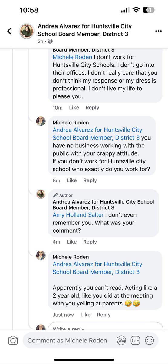 itsolraven's tweet photo. @egmackey Do you really allow this type of behavior from your elected officials? This lady is beyond rude to everyone who does not agree with her. Then specifically saying if you do not vote for her, she will not be nice to you.... Sounds like the worst person to be in this position. https://t.co/pykgo4v41P