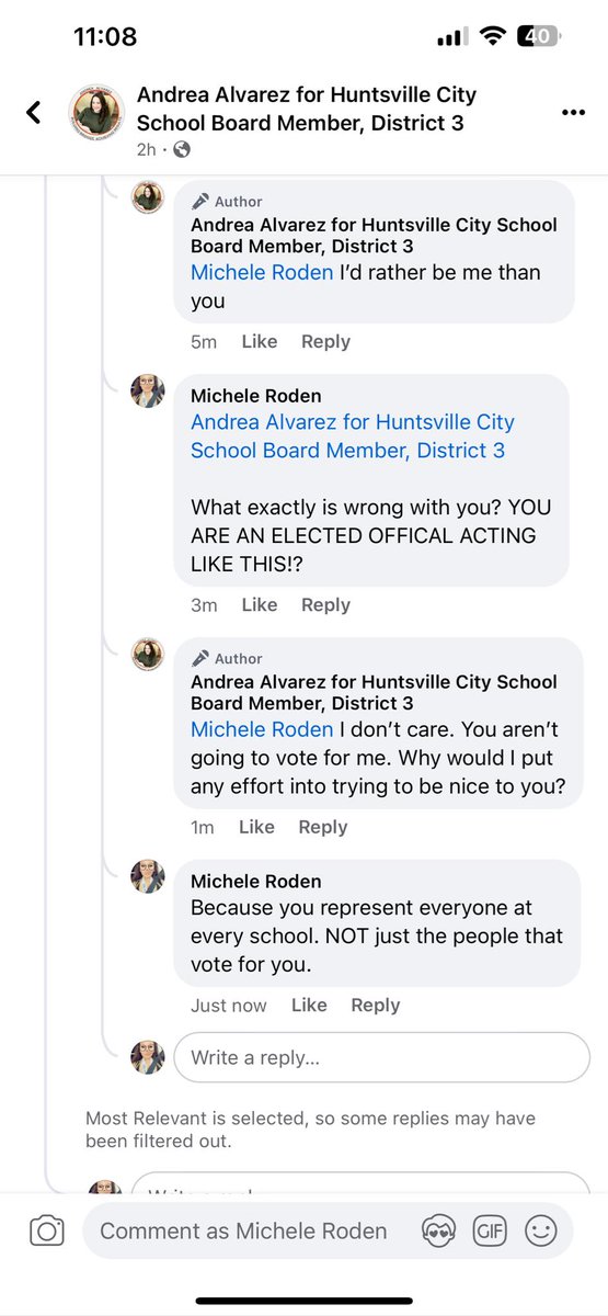 itsolraven's tweet photo. @egmackey Do you really allow this type of behavior from your elected officials? This lady is beyond rude to everyone who does not agree with her. Then specifically saying if you do not vote for her, she will not be nice to you.... Sounds like the worst person to be in this position. https://t.co/pykgo4v41P