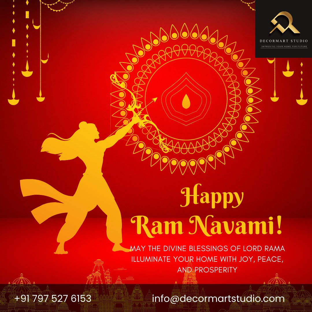 Ram Navami greetings from Decormart Studio! May this auspicious occasion fill your life with divine blessings and happiness

#ramnavami #festival #decormartstudio