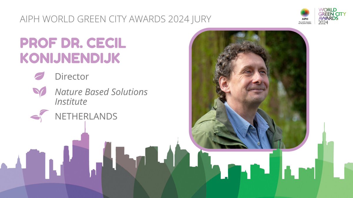 🟢Meet the #Jury for the @AIPHGlobal #WorldGreenCityAwards 2024🌍 With 30 years of experience studying, teaching, & advising on urban forestry & NbS in 30+ countries, @AnUrbanForester co-directs @urban_natures & launched the #330300rule for city greening aiph.org/green-city/gre…