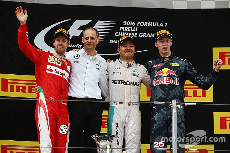 #F1 #OnThisDay, April 17th 2016, a strong race by @NicoRosberg as he won the #ChineseGP for @MercedesAMGF1 . Sebastian Vettel was 2nd for @ScuderiaFerrari while @kvyatofficial took 3rd for @redbullracing . formula1.com/en/latest/vide… #MsportXtra @UnracedF1