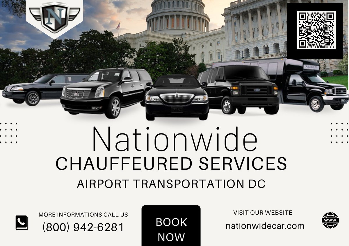 #AirportTransportationDC
Traveling to or from DC? Let #NationwideChauffeuredServices handle your #AirportTransportation needs with ease and comfort. Book your ride now for a stress-free journey! #AirportTransportationMSP #JacksonvillePartyBusRental #NYCCarService #SUVCarService