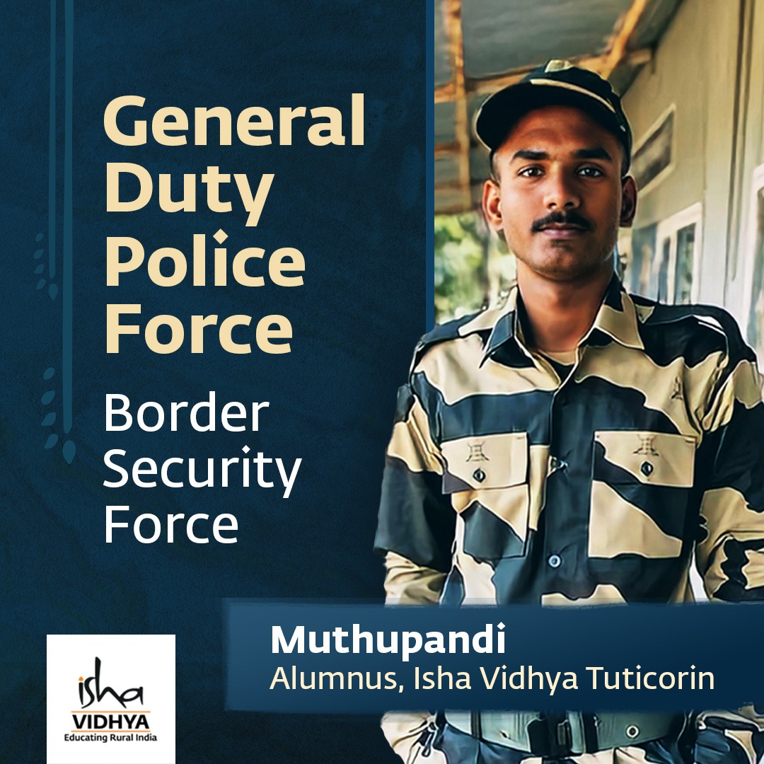 Muthupandi studied on a scholarship at school and did odd jobs to support his family while studying B.A. At school, he did well in sports and kept up his training, which crucially helped him land a place in the Border Security Force. His family can now live a better life.