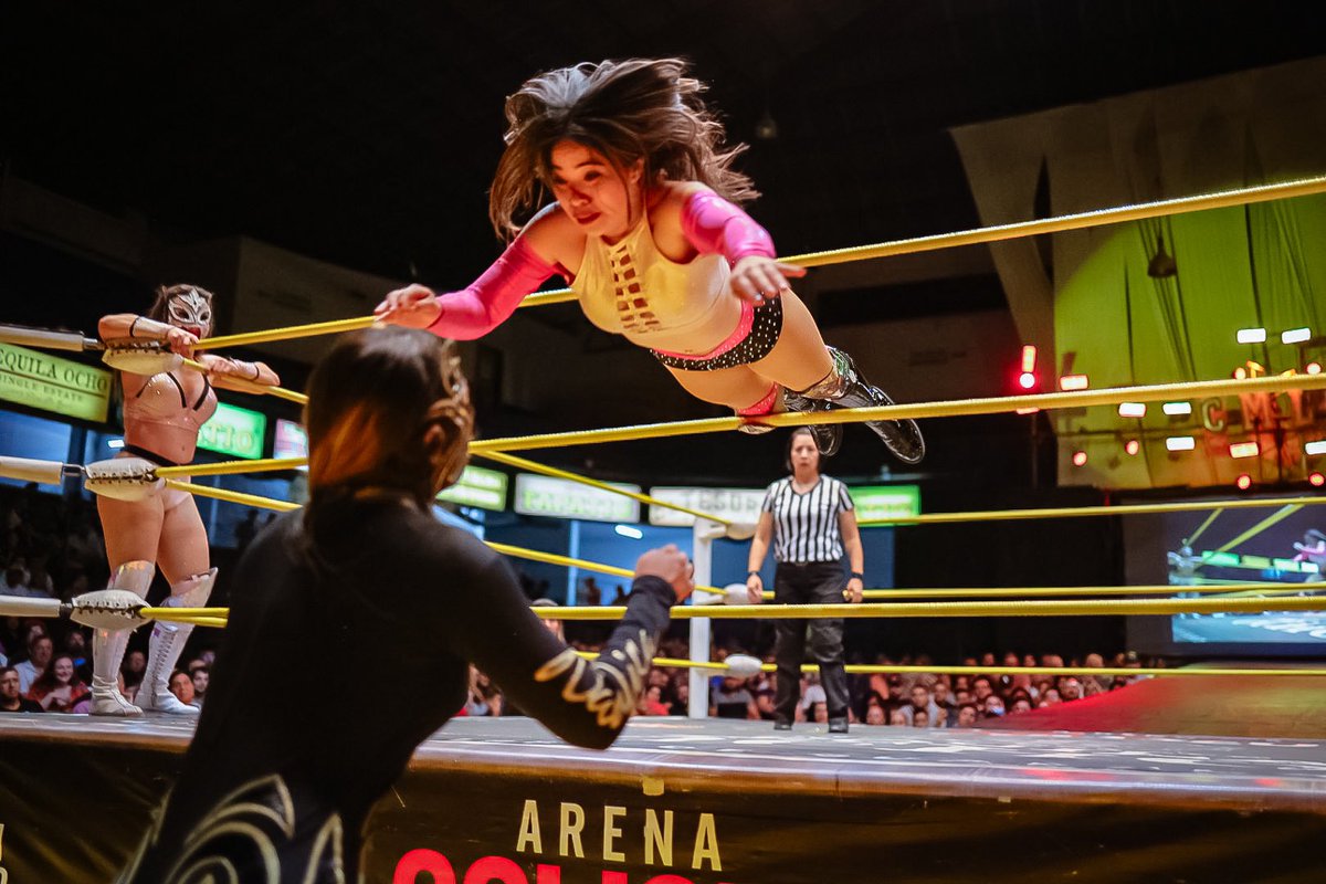 CMLLUniversal's tweet photo. The team of Lluvia, Tabata, and Hatanna were victorious in action tonight, defeating Dark Silueta, Adira, and Náutica!  Who will challenge for the CMLL Occidente Women's Tag Team Titles next? 

🖥️ WATCH NOW: https://t.co/HUzV00QpYO 

#CMLL #MartesDeGlamourCMLL https://t.co/rRZhsQdPgG