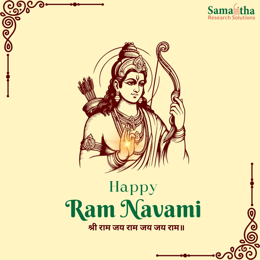 May the blessings of Lord Ram fill your life with happiness, prosperity, and success. Team Samahitha wishes Happy Ram Navami.

#ramanavami #2024 #festivalofindia #clinicalresearch #clinicaltrails #samahitharesearchsolutions