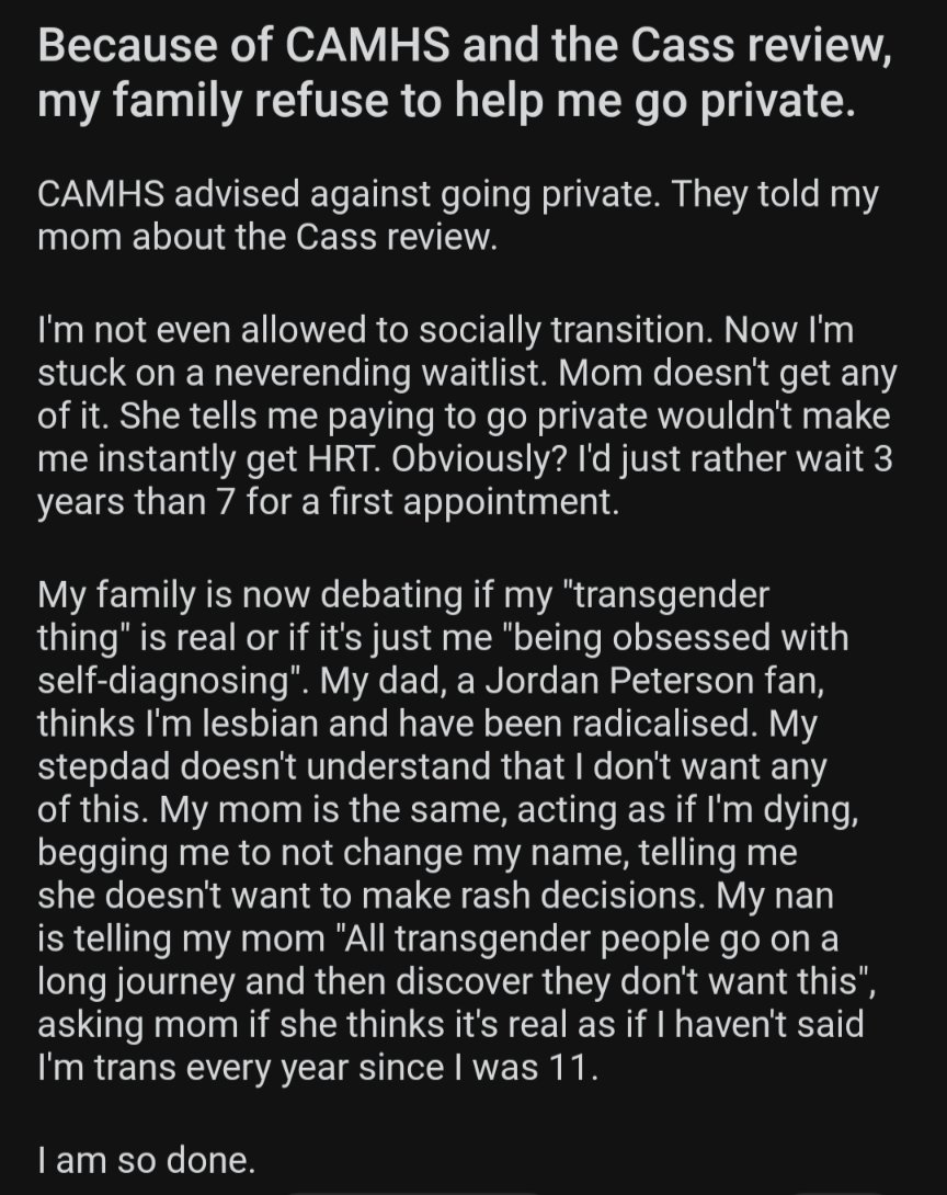 transphobic healthcare staff are already using the Cass review to discourage parents of trans youth from pursuing affirmative care for their children