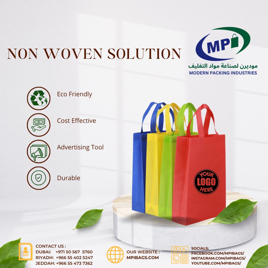 Choose sustainable style with our eco-friendly non-woven bags! Fully customizable to meet your unique needs, available across the whole GCC. Make a greener choice for your business today!
#EcoFriendly #SustainableLiving #GCC #Customization #custombags #advertisingbag #nonwovenbag