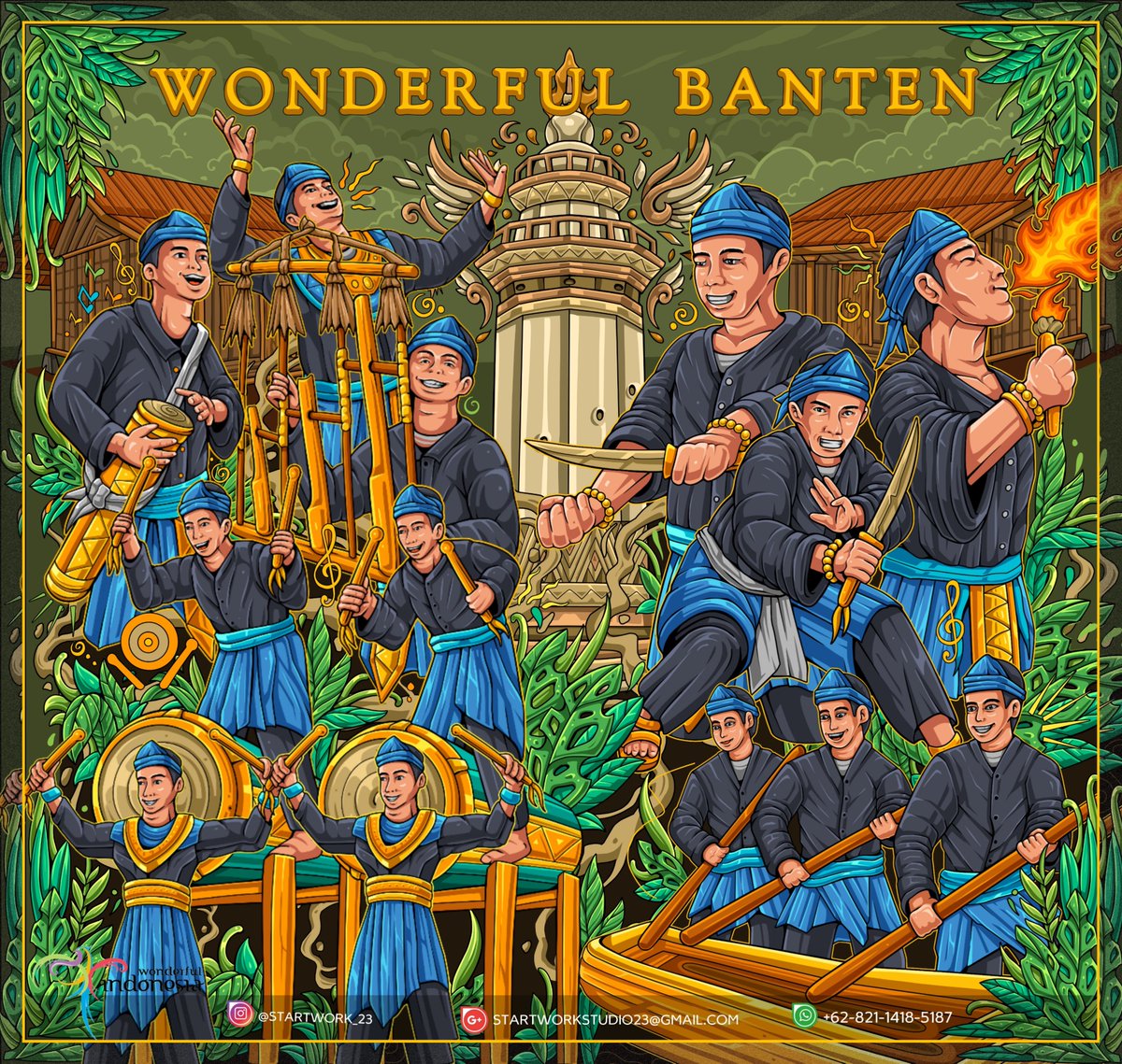 startwork_23's tweet photo. “ WONDERFUL BANTEN “ Sunda pride,
Selaku ilustrator yang tumbuh dan besar di Banten, aku disini membuat karya untuk menunjukan budaya yang ada di Banten.
.
#WonderfulIndonesia #banten #vectorillustration https://t.co/utGDbsfCZt