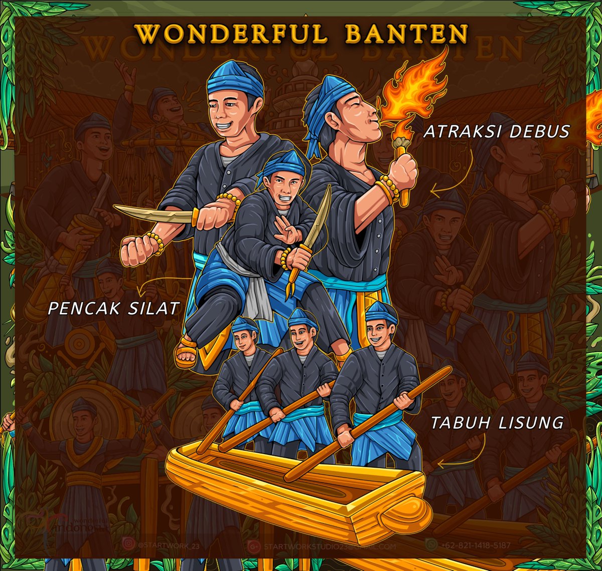 startwork_23's tweet photo. “ WONDERFUL BANTEN “ Sunda pride,
Selaku ilustrator yang tumbuh dan besar di Banten, aku disini membuat karya untuk menunjukan budaya yang ada di Banten.
.
#WonderfulIndonesia #banten #vectorillustration https://t.co/utGDbsfCZt