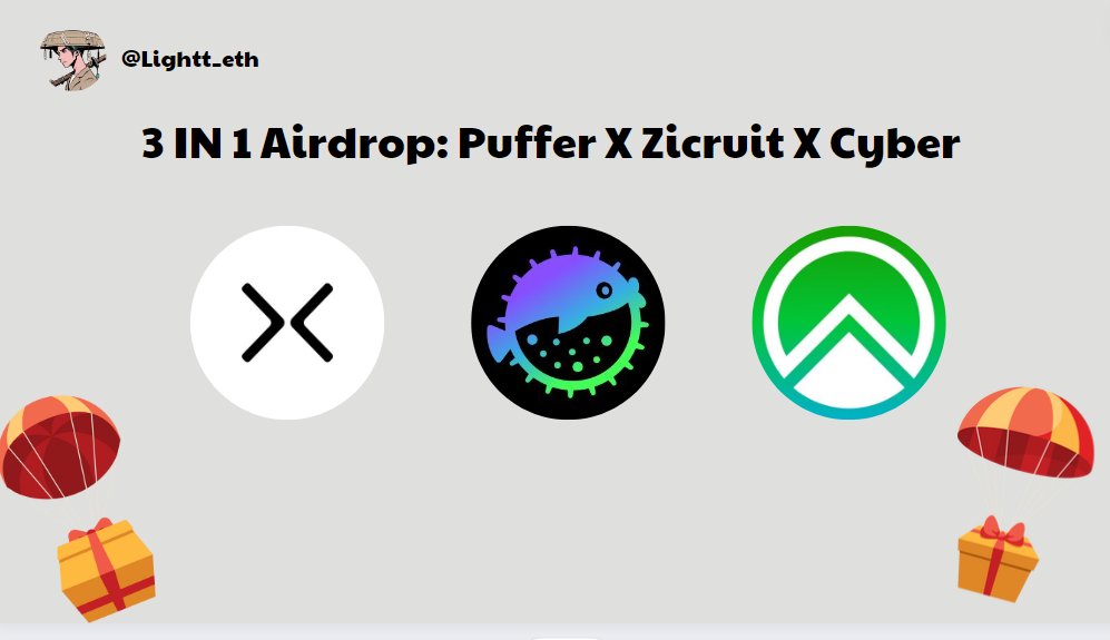 Lightt_eth's tweet photo. 🪂 3 IN 1 Airdrop: Puffer x Zicruit x Cyber

💰 Puffer has now raised a total of $23.5M at a $200M valuation.

Binance Labs &amp; Ethereum Foundation Backed
Justin Sun is top 1 on the leaderboard

💧 Total Value Locked: $1,17B ~ 383.64K ETH

Follow my strategist for only 5 minutes 👇 https://t.co/vaQfF6L2SB