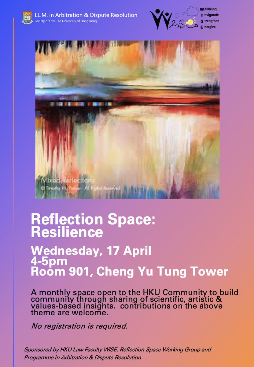 Today at 4pm @HKU.  All are welcome.  Many thanks to the HKU LLM ADR Program and HKU WISE Program for co-hosting.