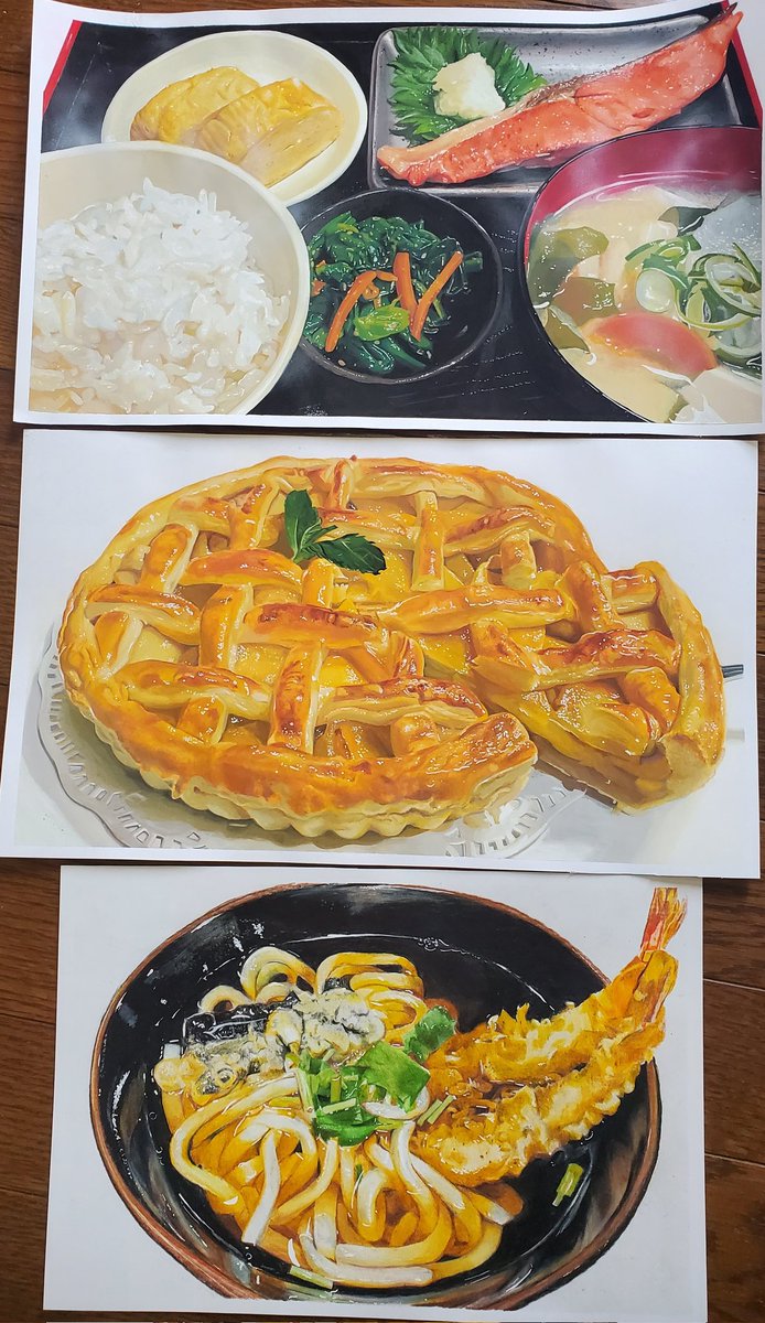 3枚まとめてドーンッ!
#イラスト #art #painting
#ポスターカラー #色鉛筆画
#絵描きさんと繋がりたい
#料理好きさんと繋がりたい