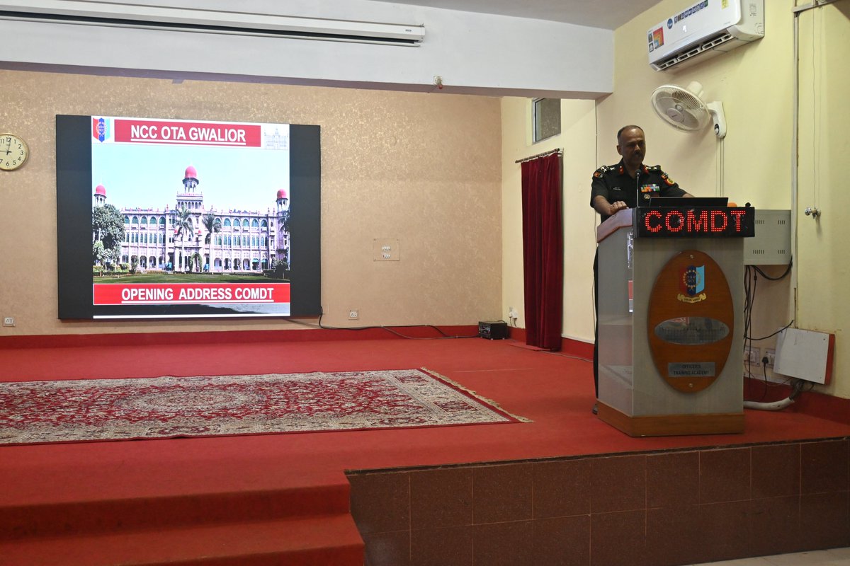 OTAGwalior's tweet photo. Learning never exhausts the mind.....  
Salute to the Indomitable spirit of 127 ANOs from across the nation stepping into the hallowed grounds of NCC OTA, Gwalior for 20 days of Refresher Course. Commandant & all ranks of OTA wish them all the very best on this formative journey of Refresher Course wef 15 Apr to 04 May 2024.