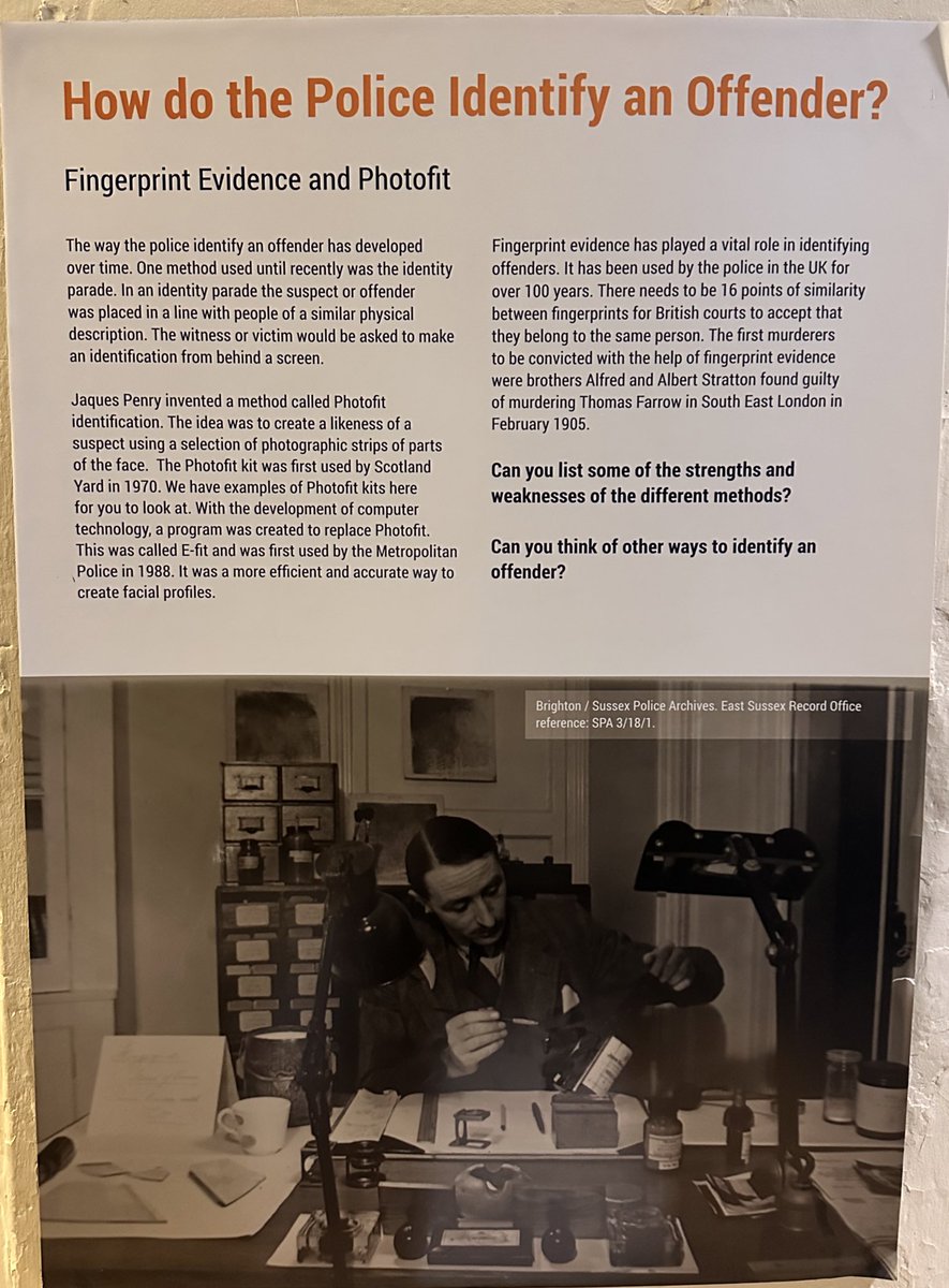 Have a little read on how the police used to identify an offender through fingerprints evidence and photo fit 🖐️📸

#display #exhibit #brighton #museum #brightonandhove #thingstodoinbrighton #brightonmuseum #sussexpolice #ukmuseum #museumcollection #museumtour