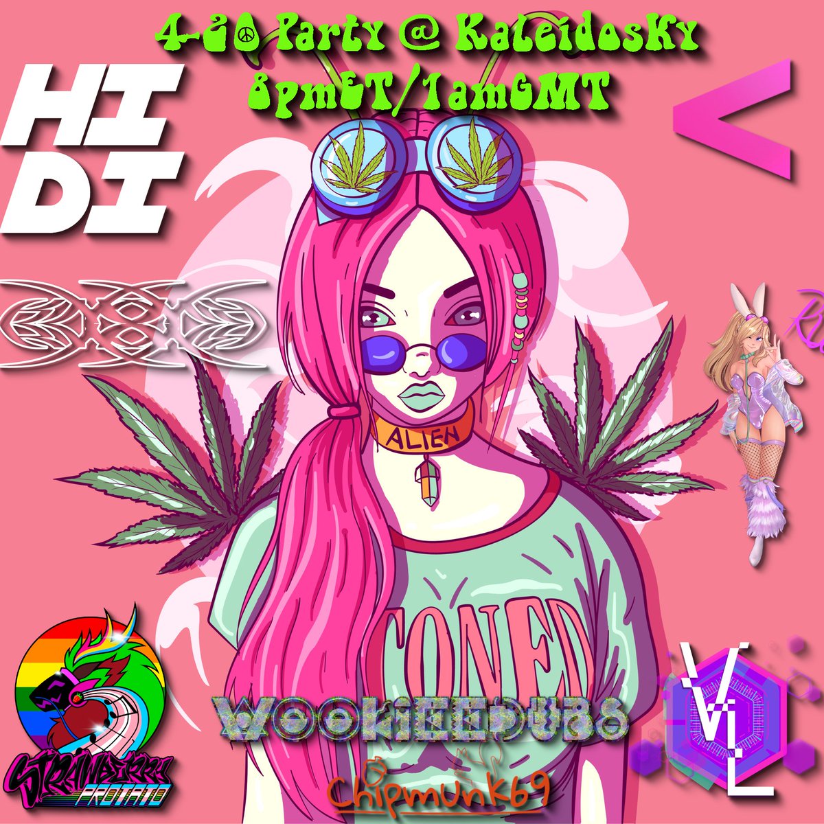 It's almost 4-20 and we're having a party in the hippie-est, trippy-est venue around! Come chill, pass the dutchie and let's vibe to a special lineup. Come tumbling down the Rabbit Hole with us! 4-20 8pmET/1amGMT Join to Ru or any DJ present!