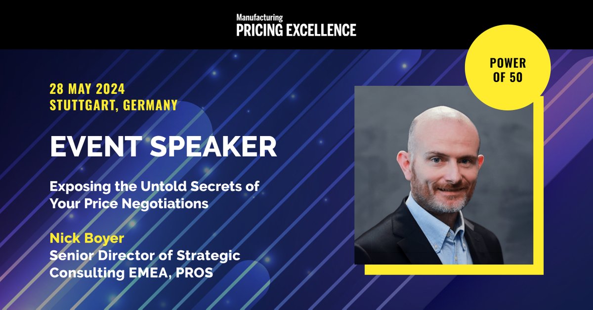 🕵️‍♂️  Unlock the hidden aspects of price negotiations at #ManufacturingPricingExcellence, featuring Nick Boyer from PROS. Gain invaluable insights on May 28 in Stuttgart. Hurry, seats are filling fast! 🎟️ bit.ly/mpe24po50

#pricing #manufacturing #pricingstrategy