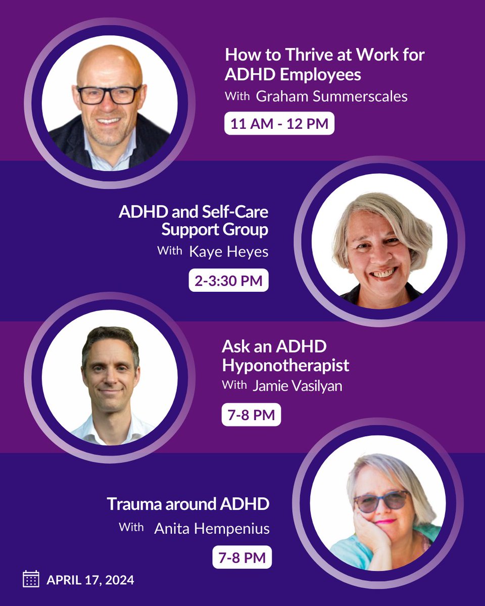 We'll have four exciting ADHD UK events for today! You can get your tickets by donating regardless of size (even £1, but the suggested donation is £5). We appreciate all your support. Book your tickets here: store.adhduk.co.uk/events/ Thrive with #ADHDUK