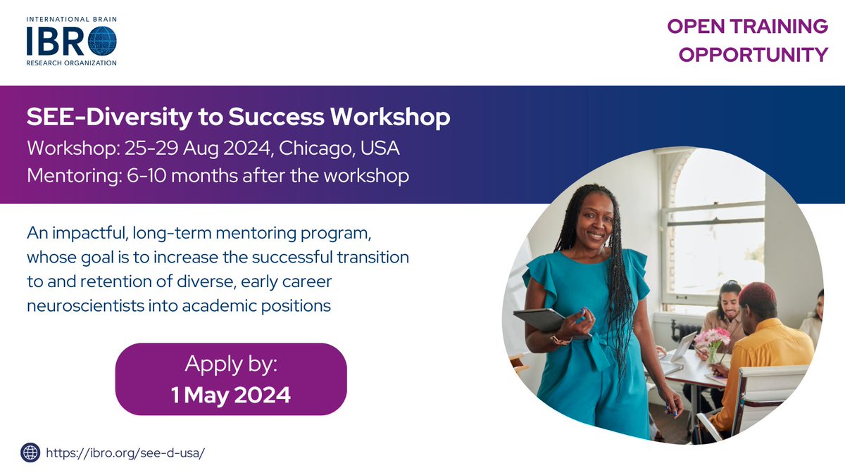 🌟 Are you an early career neuroscientist from an underrepresented background transitioning into an academic position? Learn more about the SEE-Diversity to Success Workshop: ow.ly/qZ7q50Rf2tZ @AmPsychFdn @APAMFP