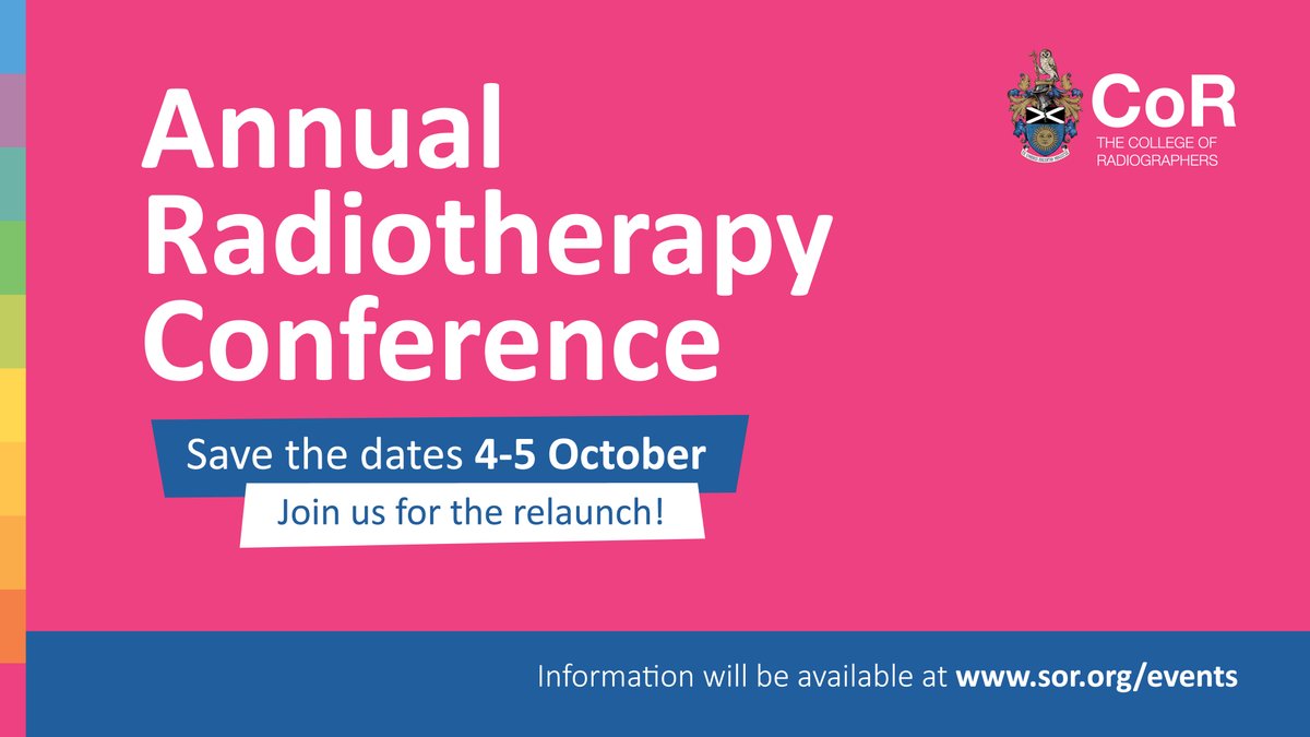 📅 Save the dates! We look forward to seeing you for the relaunch of the Annual Radiotherapy Conference later this year. Register your interest here to receive information as soon as it's available: bit.ly/SORARC24