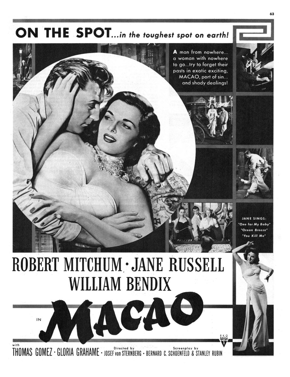 LRonLacy's tweet photo. #THISWEEK in 1952
‘A man from nowhere … a woman with nowhere to go … try to forget their pasts in exotic exciting, #MACAO, port of sin … and shady dealings!’
Collier’s, April 12, 1952
#RobertMitchum #JaneRussell #WilliamBendix #GloriaGrahame #JosefVonSternberg #illustrationart https://t.co/HdqaCMwwnE