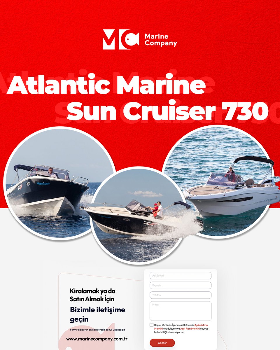 Atlantic Marine Sun Cruiser 730’u kiralamak ya da satın almak için marinecompany.com.tr adresinden talep oluşturabilirsiniz.

Boy: 7,7 metre
En: 2,50 metre
Kamara Sayısı: 1
Yatak Sayısı: 2

#atlanticmarine #marinecompany #yachtworld #yachtlife #yachting #sailing ⚓