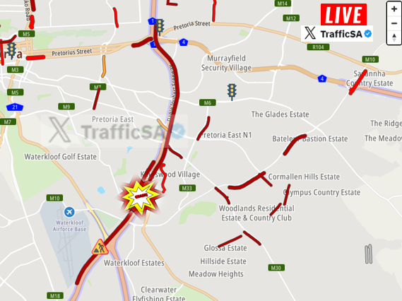 Pretoria - N1 South (Latest): #CRASH before Rigel Avenue - HEAVY TRAFFIC both sides