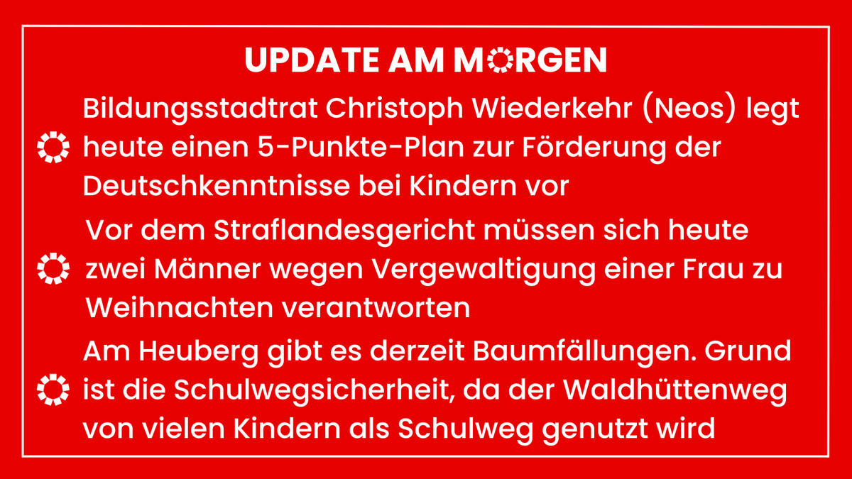 Auch heute haben wir die Meldungen aus #Wien zum Start in den Tag für euch!