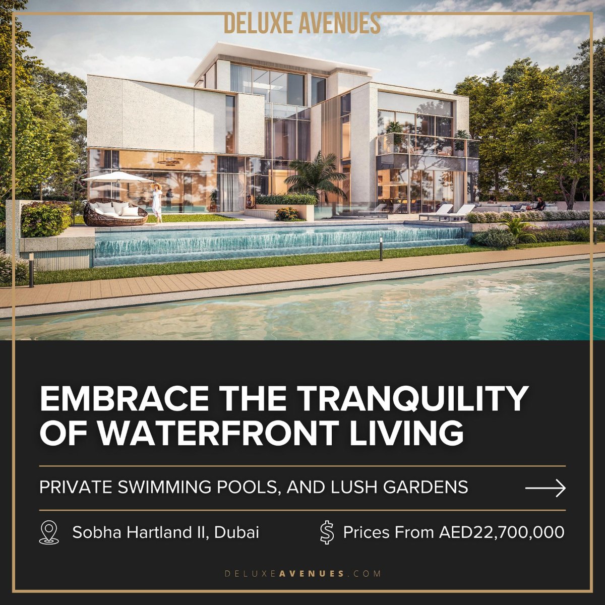 💦 Embrace the tranquility of #WaterfrontLuxury at #SobhaEstates

👉 Learn more at davenues.com/dubai/sobha-es…

 #BeachsideLiving #LuxuryLiving #DeluxeAvenues #RealEstate #Investment #Dubai #DubaiRealEstate #DubaiAvenues