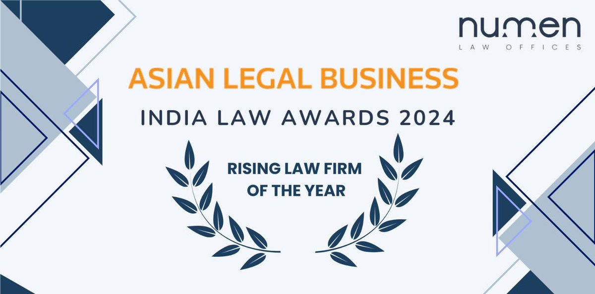numenlaw's tweet photo. We are delighted to announce that Numen Law Offices has been recognised as the 𝐑𝐢𝐬𝐢𝐧𝐠 𝐋𝐚𝐰 𝐅𝐢𝐫𝐦 𝐨𝐟 𝐭𝐡𝐞 𝐘𝐞𝐚𝐫 at the ALB India Law Firm Awards 2024. We extend heartfelt thanks to our clients, team members, and well wishers whose support has been invaluable. https://t.co/hEvCfo5Ha7