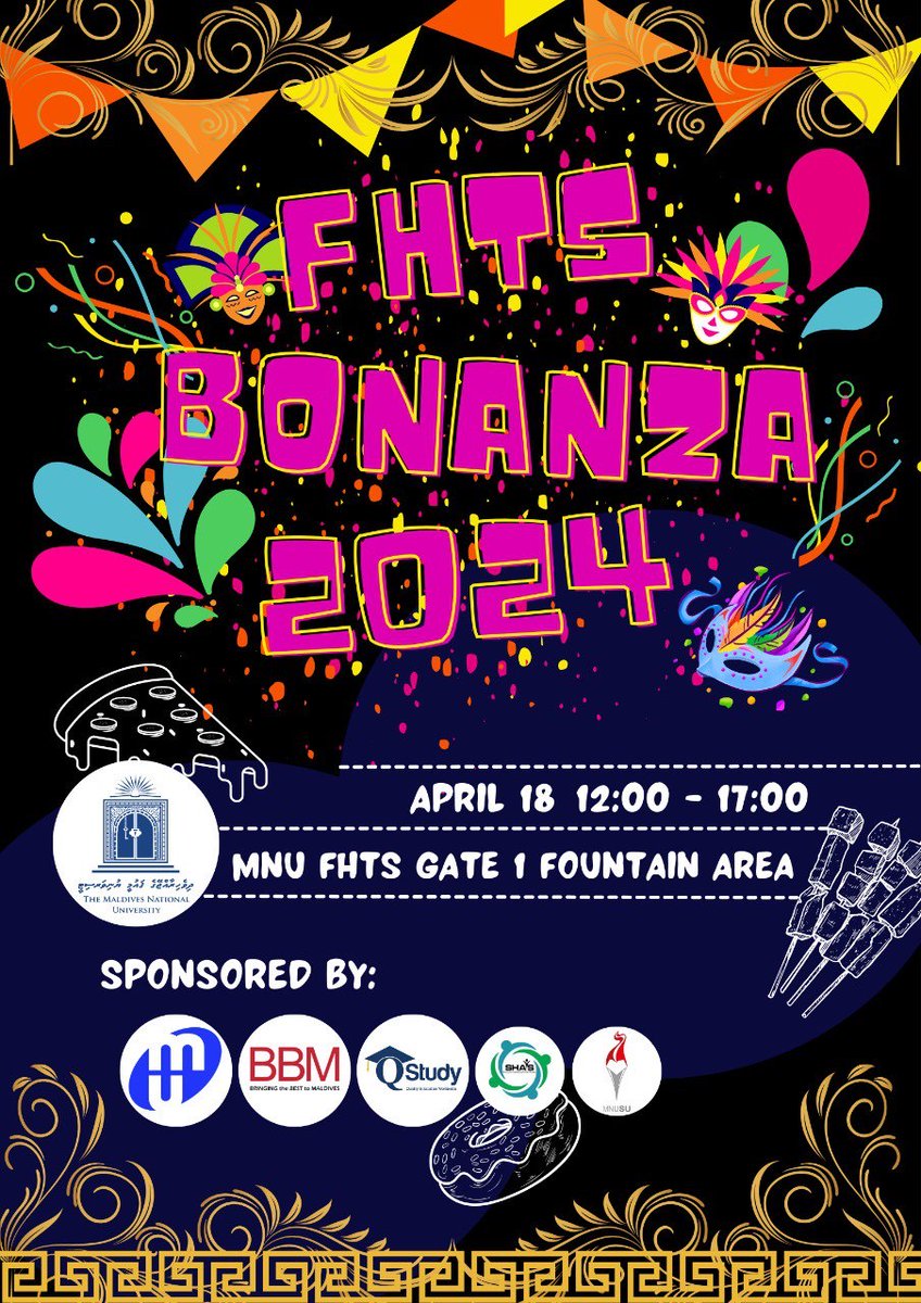 Visit us at FHTS BONANZA to indulge in a flavorful food fiesta! The event is presented by our Bachelor's of International Hospitality Management students as part of their Food Service Mngt & Concept Development module 🗓 18th April 🕝 12:00 - 17:00 hrs 📍 MNU fountain area