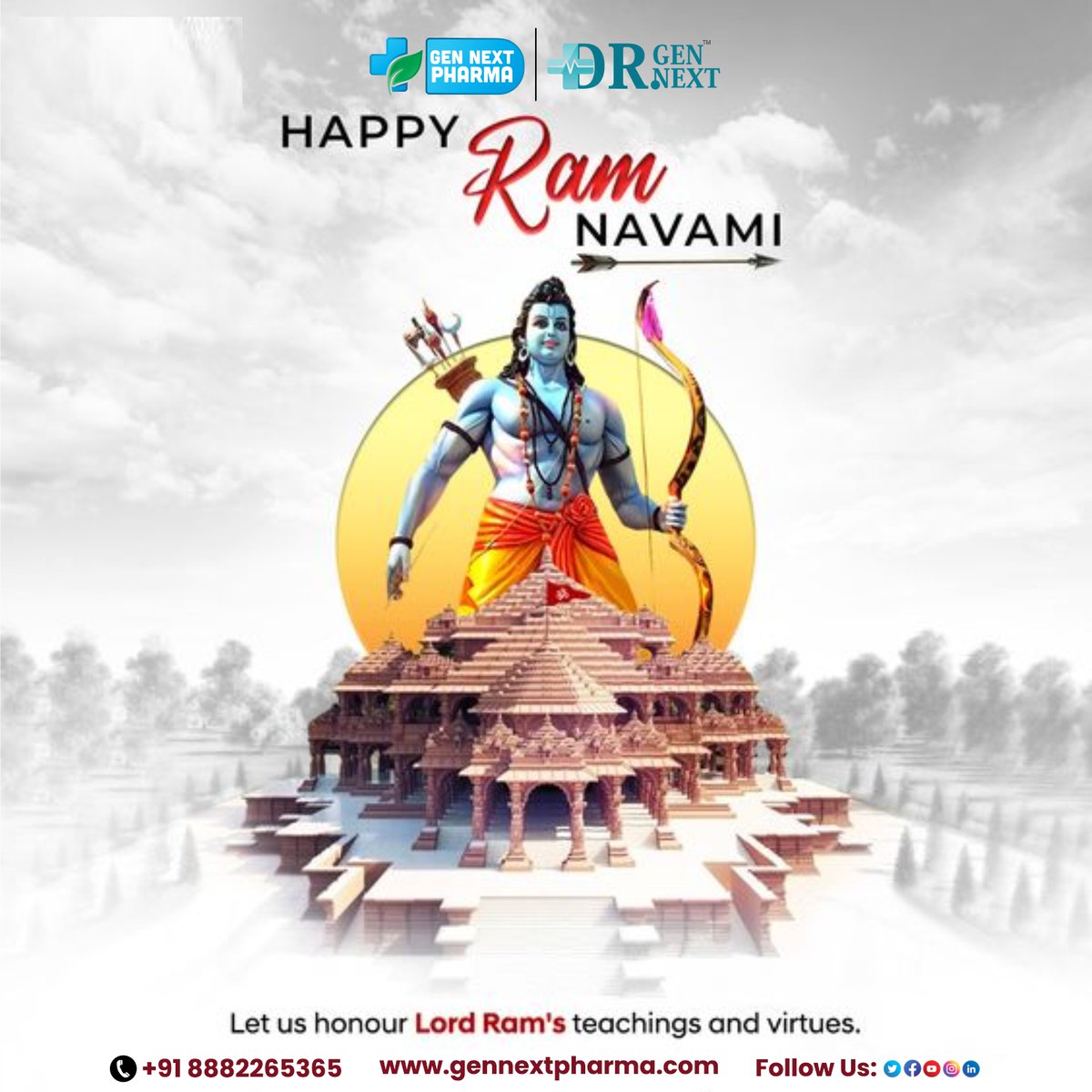 Wishing you a Happy Ram Navami filled with joy, prosperity, and harmony. May the divine blessings of Lord Ram be with you always. 🌺

#HappyRamNavami #gennextpharma #clinicgennext #biogengennext #drkunalsingh #drmeghasingh #ramnavmi #ram #ayodhya #ramayodhya #ramnavmiayodhya