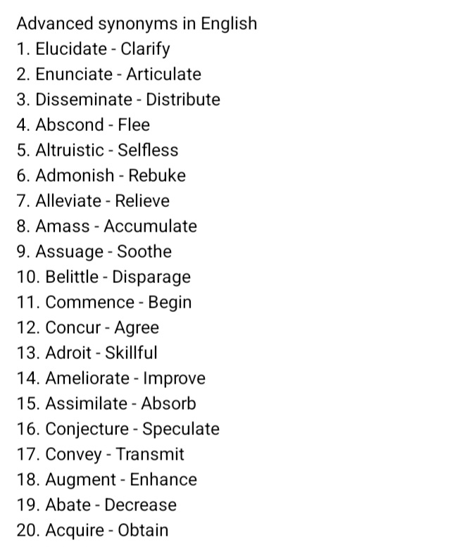 Advanced synonyms in English